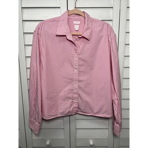 LoveShackFancy x GAP Organic Cotton Striped Cropped Button Down Top Size Large